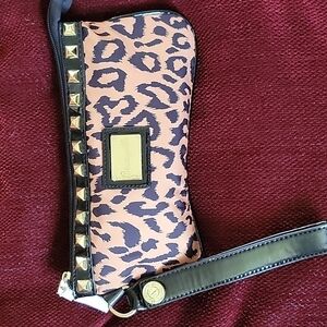 Betseyville Cheetah Leopard Clutch Studded Wristlet Mini Baguette Bag